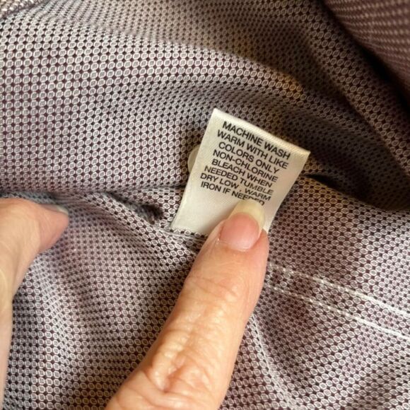 Murano Men's Slim Fit Button Front Shirt. Brown White dot Textured color Size L - Picture 8 of 9